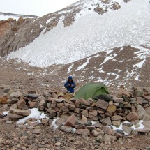 The advanced base camp Cuesta Blanca with Penitentes in the background